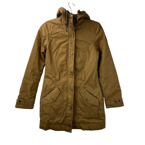 Vintage The North Face Women's Size XS Tan Hooded Parka Coat Button & Full Zip - Picture 10 of 16